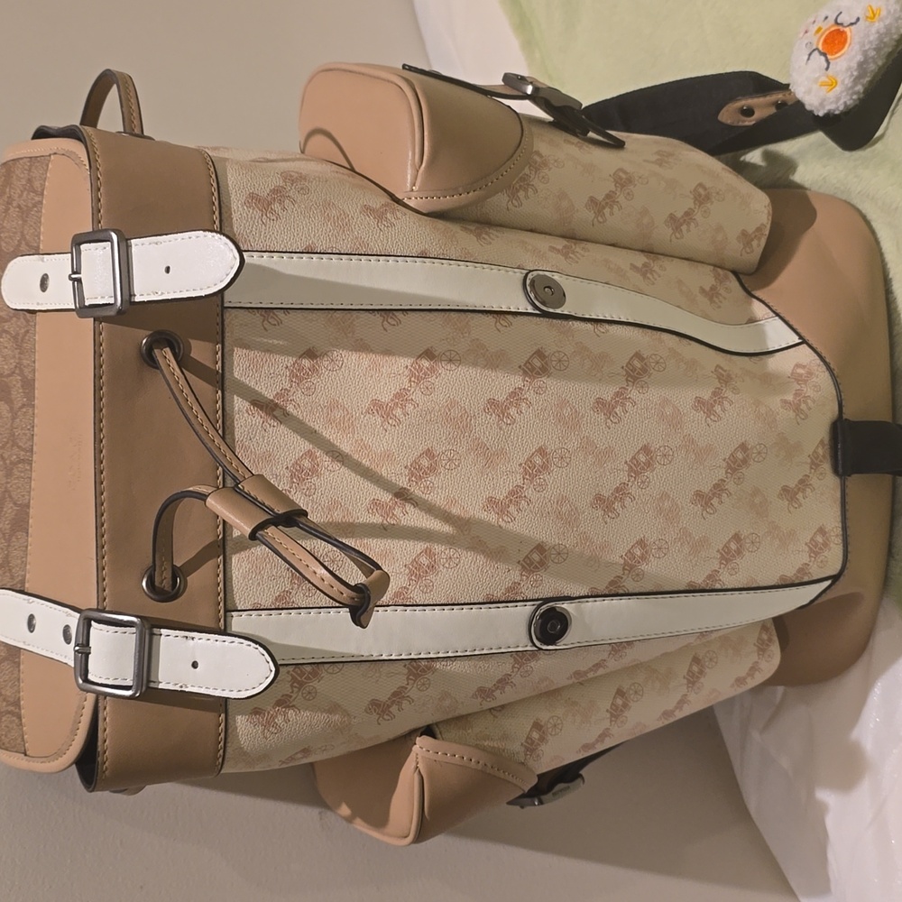 Tan and Cream Coach Backpack
